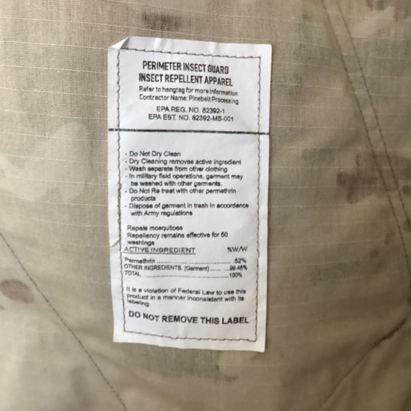 Army Combat Coat Unisex Camouflage Insect Repellent Fabric Size LG-Long - Picture 8 of 11